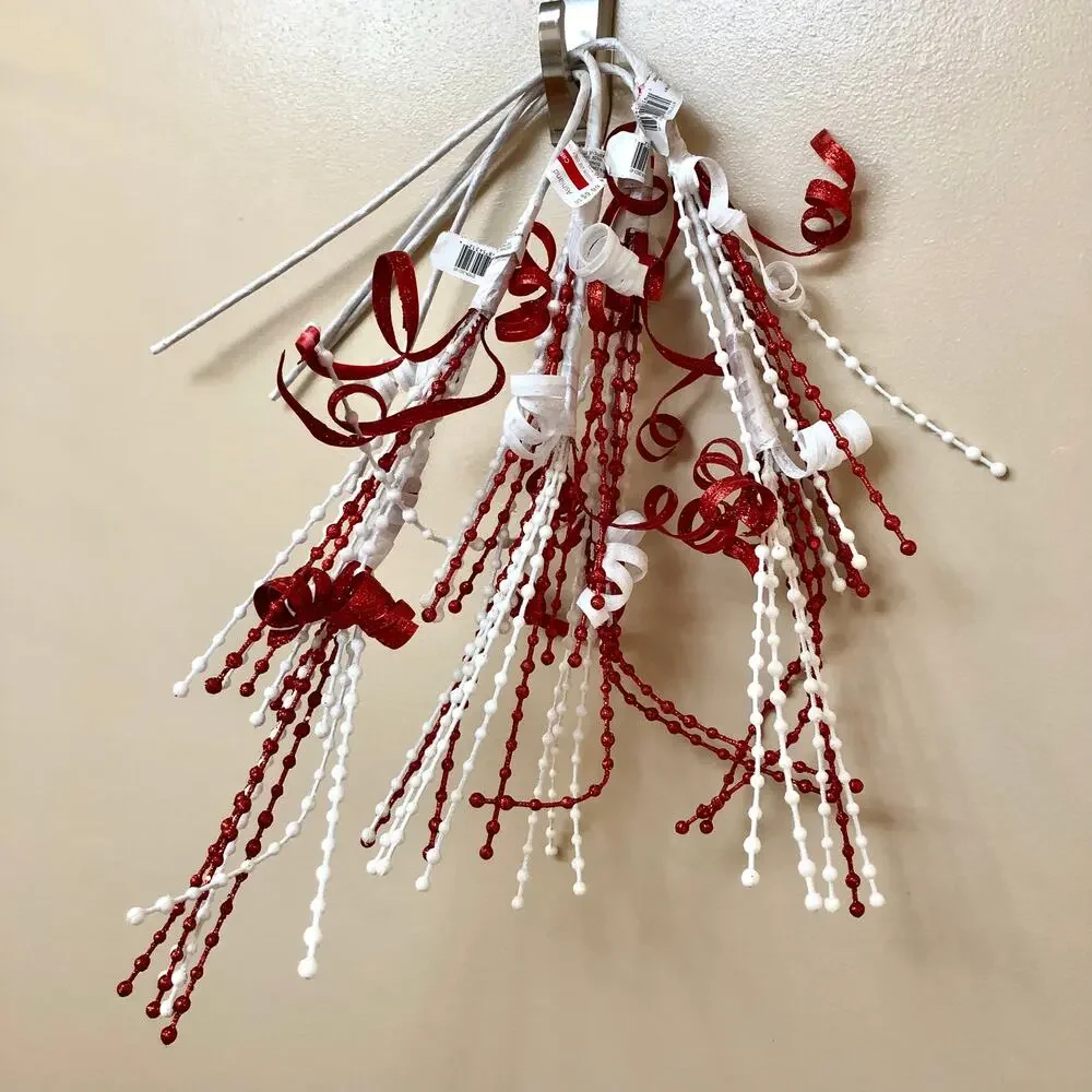 NWT 4 Ashland Large Red & White Festive Holiday Christmas Floral Picks